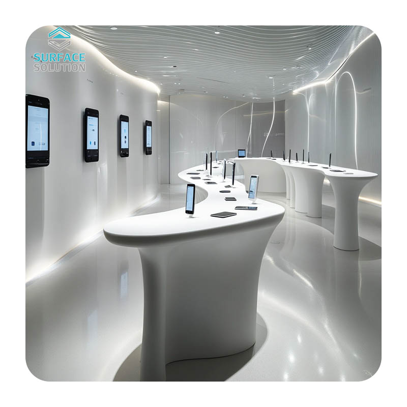 Artificial Stone Half Circle Front Desk Reception Desk Stone Acrylic Solid Surface Slabs Artificial Stone Half Circle Front Desk Reception Desk Stone Acrylic Solid Surface Slabs