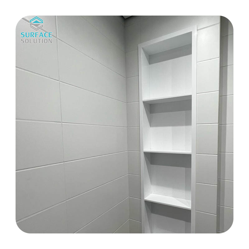Custom 300x200x1450mm Home Shower Room White And Black Solid Surface Shower Niche Custom 300x200x1450mm Home Shower Room White And Black Solid Surface Shower Niche