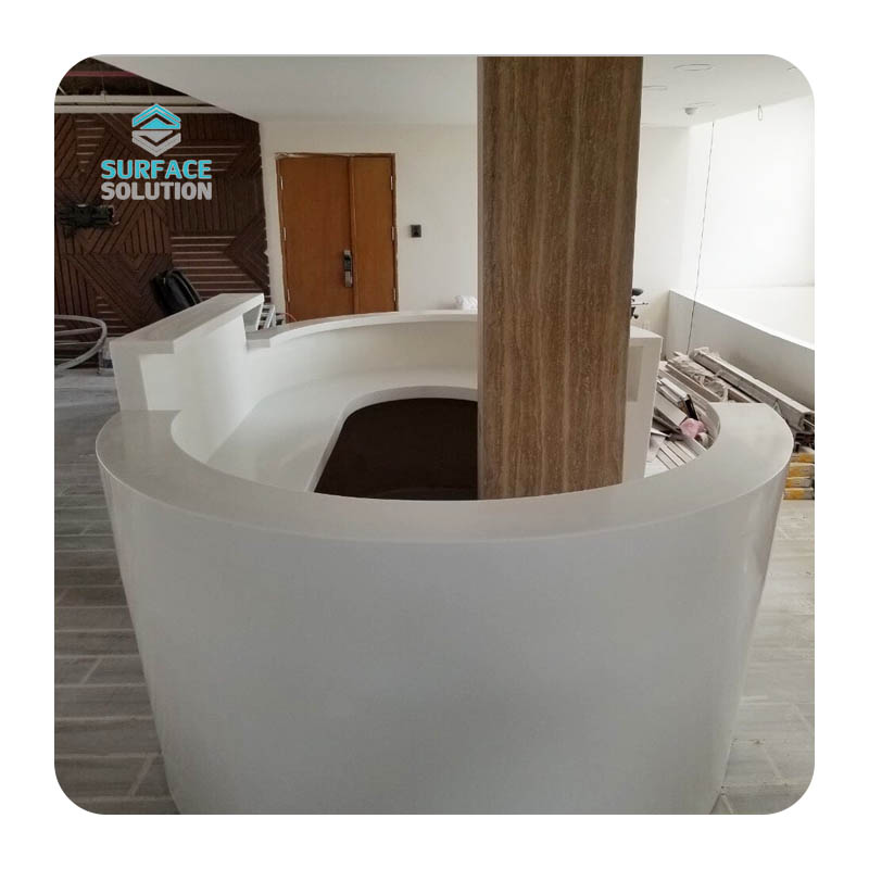 Easy Clean Composite Acrylic Solid Surface Mini Classy Reception Desk for Office/ Beauty Salon Easy Clean Composite Acrylic Solid Surface Mini Classy Reception Desk for Office/ Beauty Salon