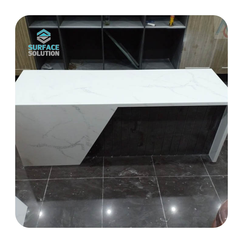 Acrylic Solid Surface Sheet Material - White Black Marble Lobby Reception Desks Stone Acrylic Solid Surface Sheet Material - White Black Marble Lobby Reception Desks Stone