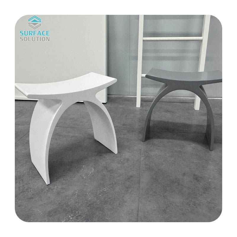 Factory Direct Customizable White/Grey Options Acrylic Solid Surface Bathroom Stools  Factory Direct Customizable White/Grey Options Acrylic Solid Surface Bathroom Stools