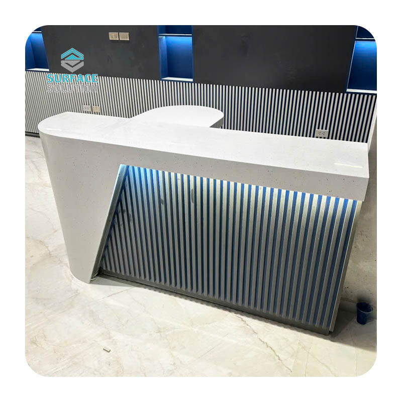Acrylic Solid Surface Sheet Material - White Black Marble Lobby Reception Desks Stone Acrylic Solid Surface Sheet Material - White Black Marble Lobby Reception Desks Stone