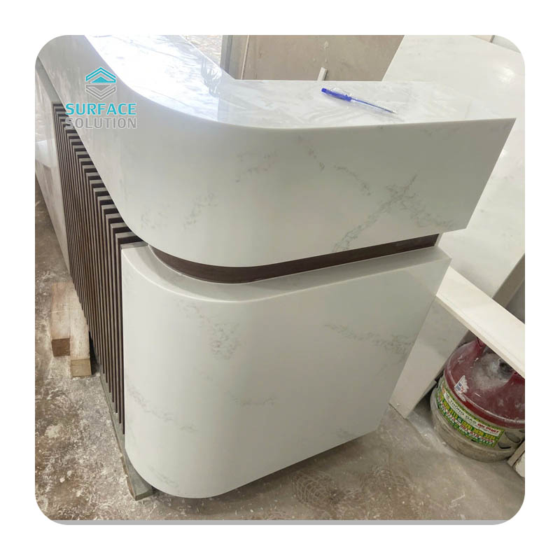 Artificial Stone Acrylic Solid Surface L Shaped Front Reception Desks for Dental Clinic Hotel Hair Salon Bank Artificial Stone Acrylic Solid Surface L Shaped Front Reception Desks for Dental Clinic Hotel Hair Salon Bank