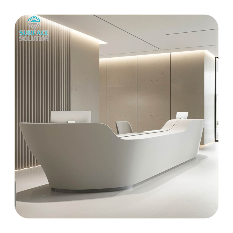 Solid Red Reception Desk Modern Restaurant Fast Food Artificial Stone Acrylic Solid Surface Sheet  Solid Red Reception Desk Modern Restaurant Fast Food Artificial Stone Acrylic Solid Surface Sheet
