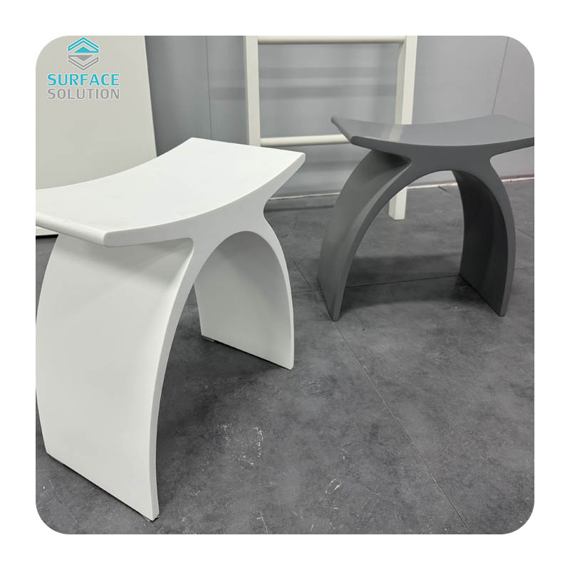 Factory Direct Customizable White/Grey Options Acrylic Solid Surface Bathroom Stools  Factory Direct Customizable White/Grey Options Acrylic Solid Surface Bathroom Stools