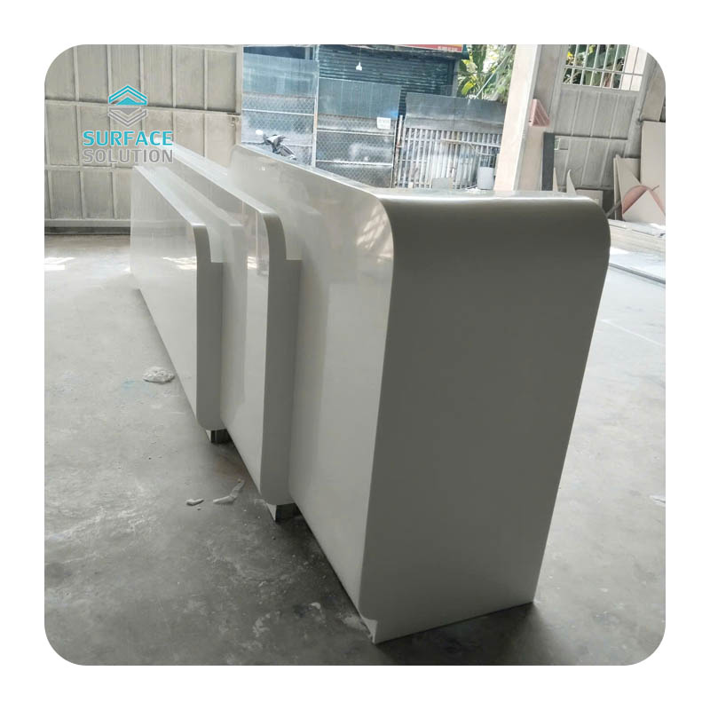 Acrylic Solid Surface Sheet Material - White Black Marble Lobby Reception Desks Stone Acrylic Solid Surface Sheet Material - White Black Marble Lobby Reception Desks Stone