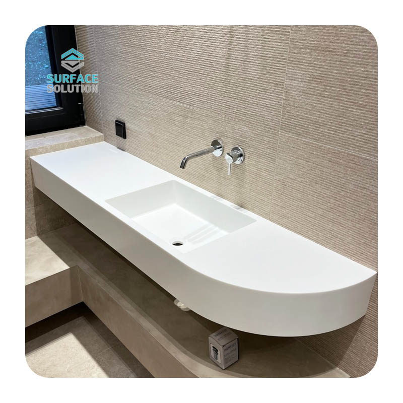 OEM Pure Acrylic Solid Surface Large Fancy Bathroom Vanity with Sink