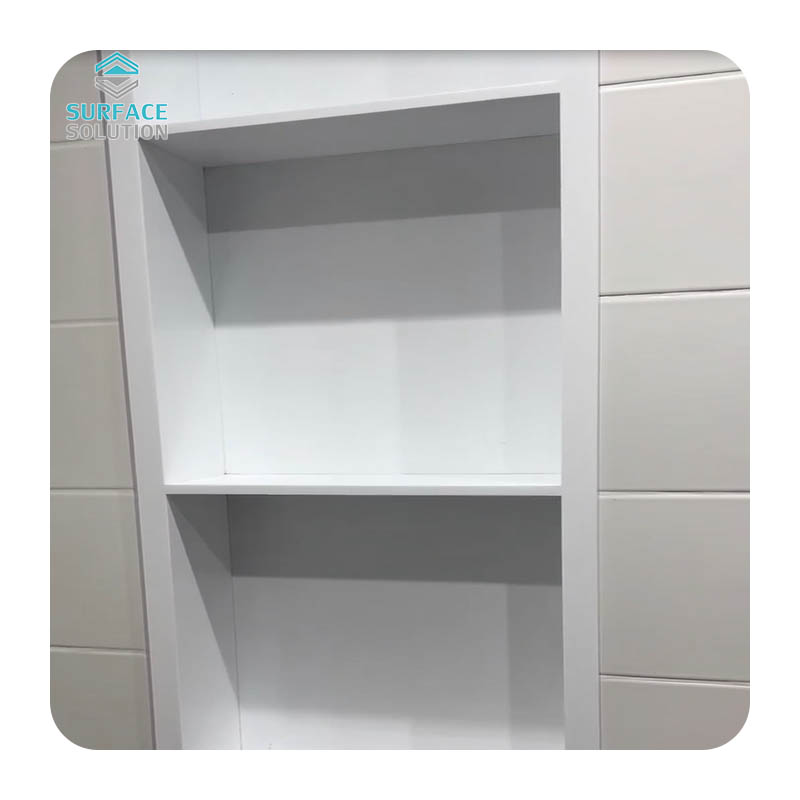 Custom 300x200x1450mm Home Shower Room White And Black Solid Surface Shower Niche Custom 300x200x1450mm Home Shower Room White And Black Solid Surface Shower Niche