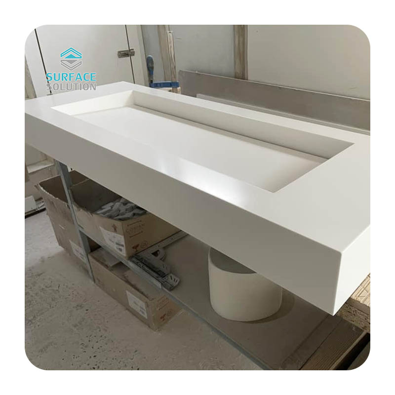 Made in China Customized Size Single Sink Hung Bathroom Vanity Top White Bathroom Sink