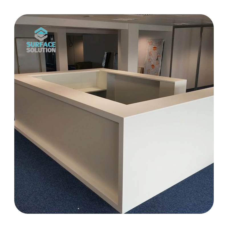 Acylic Solid Surface Sheet Material White Curved Reception Desk for Salon Wellness Clinic Hospital