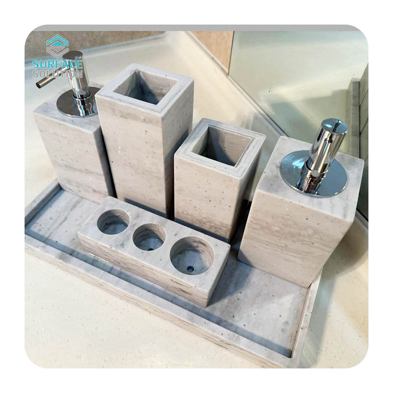 Bulk Order Custom Acrylic & Artificial Stone Hotel Toiletry Bottles Set High-End Spa Amenities with Wholesale Pricing