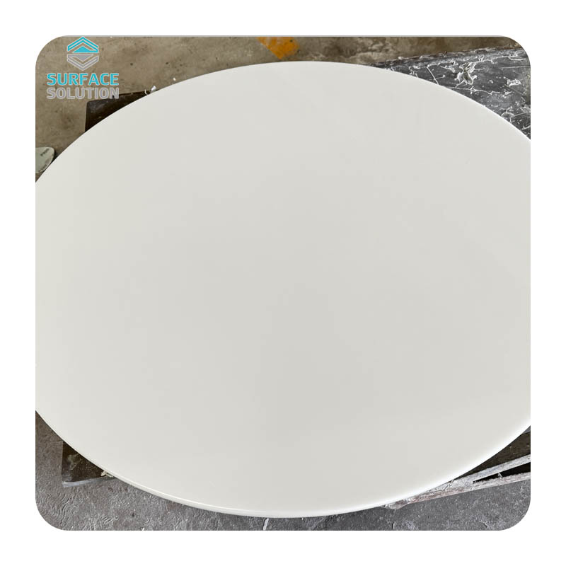 Modified Pure Acrylic Solid Surface Sheet White Round Coffee Table 
