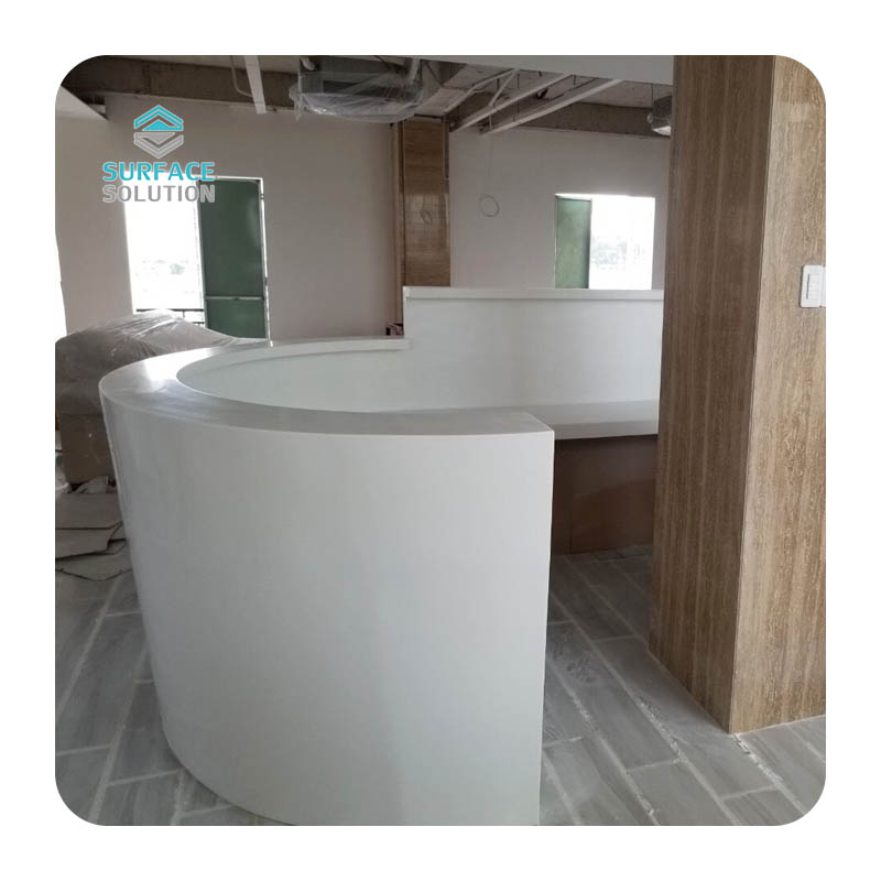 Made in China Artificial Stone Solid Surface Acrylic Panel for Unique Front Reception Desk Counter