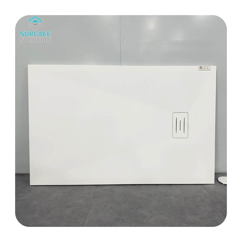 Exquisite Pure White Acrylic Artificial Stone Hotel Bathroom Shower Tray Design