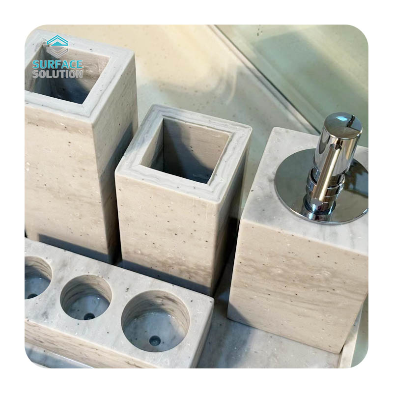 Bulk Order Custom Acrylic & Artificial Stone Hotel Toiletry Bottles Set High-End Spa Amenities with Wholesale Pricing