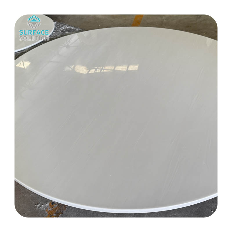 Modified Pure Acrylic Solid Surface Sheet White Round Coffee Table 