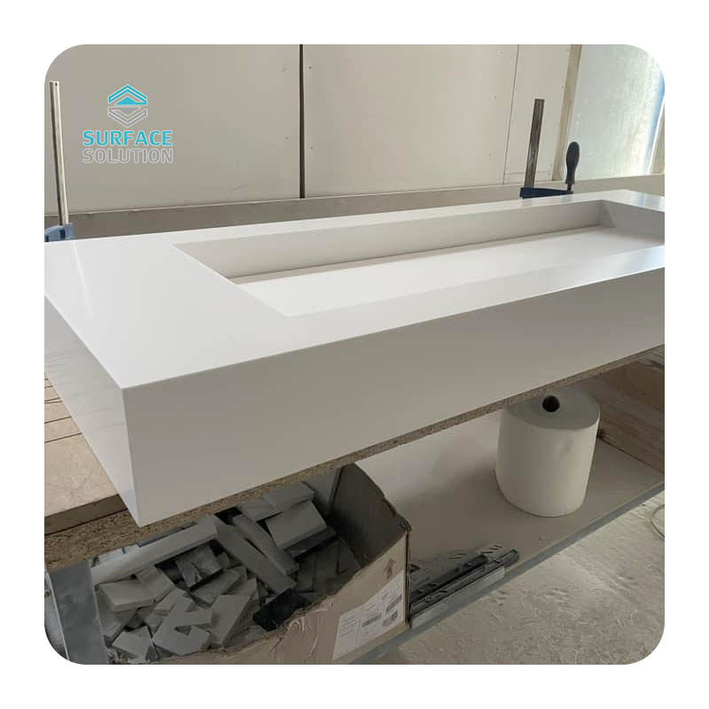 Made in China Customized Size Single Sink Hung Bathroom Vanity Top White Bathroom Sink