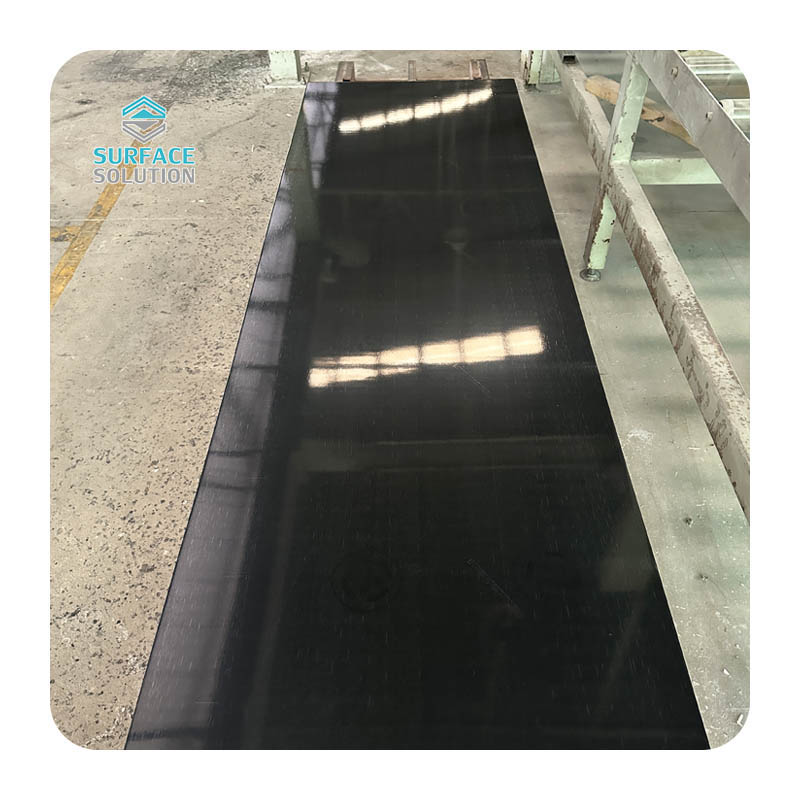 Manufacturer Artificial Stone Panel Black Acrylic Solid Surface 3660*760*12mm Slab for Countertop