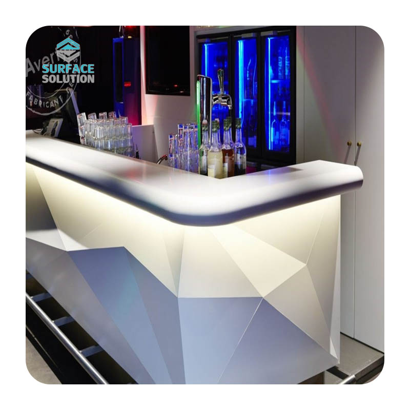 Modern Small Curve White Panel Reception Desk Acrylic Solid Surface Slabs