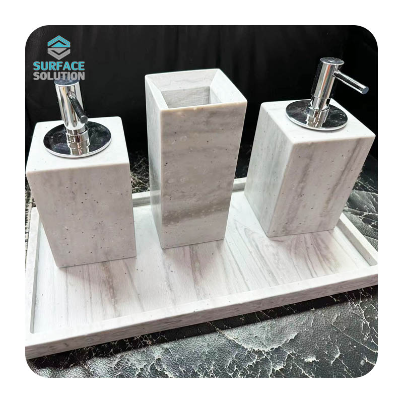 Bulk Order Custom Acrylic & Artificial Stone Hotel Toiletry Bottles Set High-End Spa Amenities with Wholesale Pricing