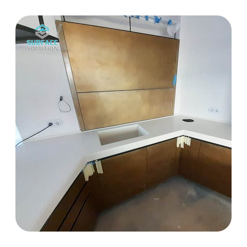 Home Theme Pure And Modified Acrylic Solid Surface Slab Kitchen Table Counter