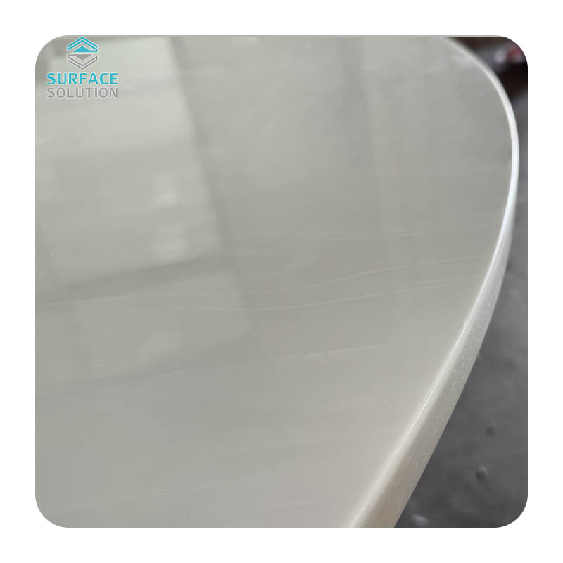 Modified Pure Acrylic Solid Surface Sheet White Round Coffee Table 