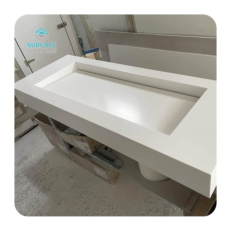 Made in China Customized Size Single Sink Hung Bathroom Vanity Top White Bathroom Sink