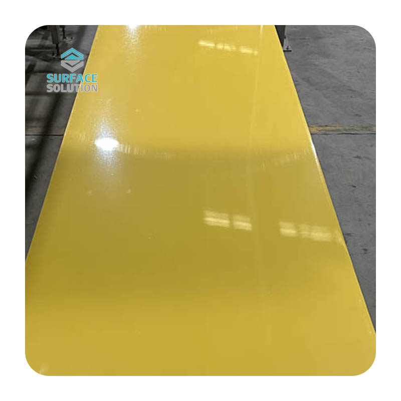 Customized Artificial Stone Solid Surface 3050*760*12mm Big Slabs Yellow Kitchen Countertops