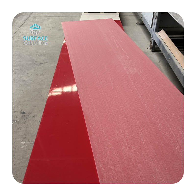 Made in China Engeneered Red Stone Acrylic Solid Surface Panel Countertop Kitchen Countertop