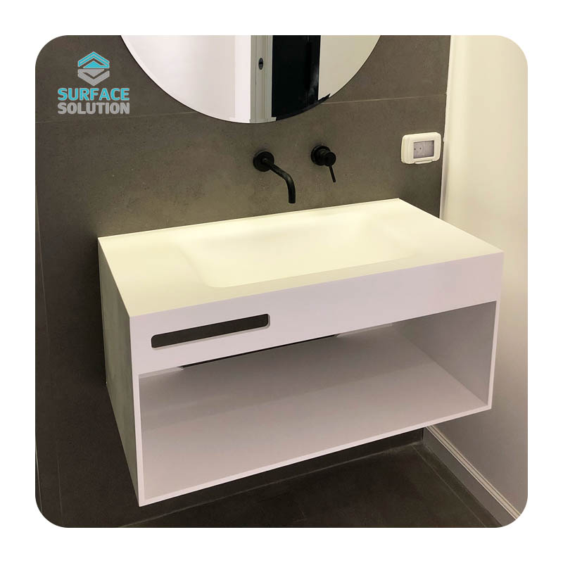 China Acrylic Solid Surface Wall Mounted Bathroom Vanity Cabinet with Sink