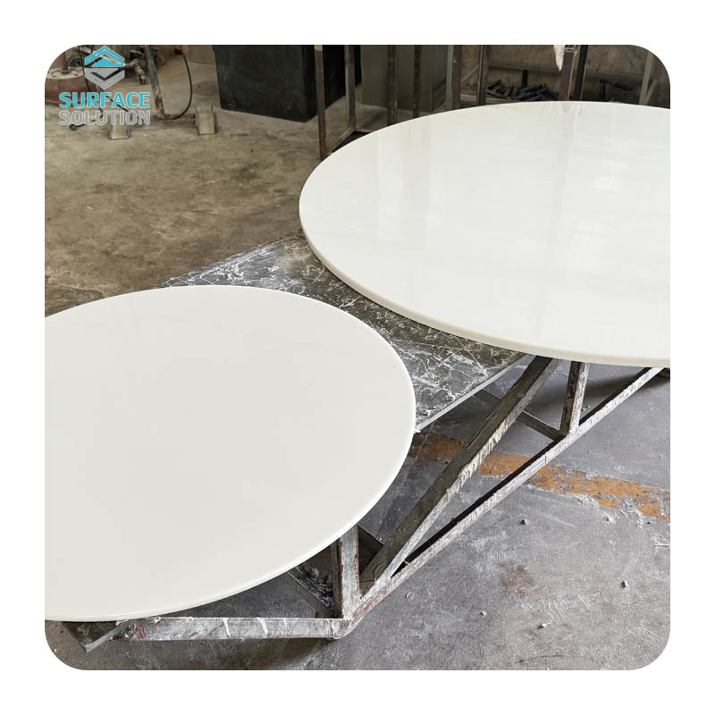 White Acrylic Solid Surface Circle Dual-function Corner & Coffee Table