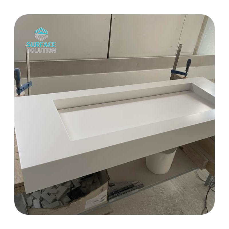 Made in China Customized Size Single Sink Hung Bathroom Vanity Top White Bathroom Sink