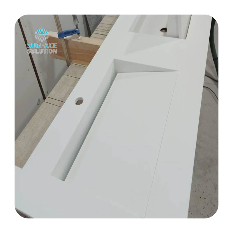 2025 Luxury Acrylic Solid Surface Slabs Custom Bathroom Vanities Double Sink 