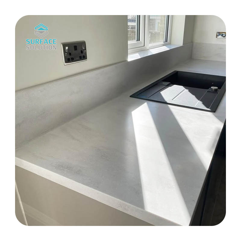 Acrylic Solid Surface Custom Marble Calacatta Black 3660X760X12MM Big Slab for Kitchen Countertops