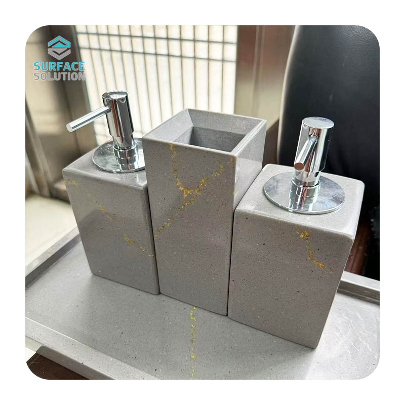 Bulk Order Custom Acrylic & Artificial Stone Hotel Toiletry Bottles Set High-End Spa Amenities with Wholesale Pricing