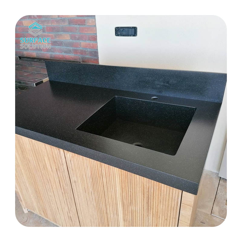 Factory Small Modern Black And White Kitchen Table Detachable Counter Top Acrylic Solid Surface Panels