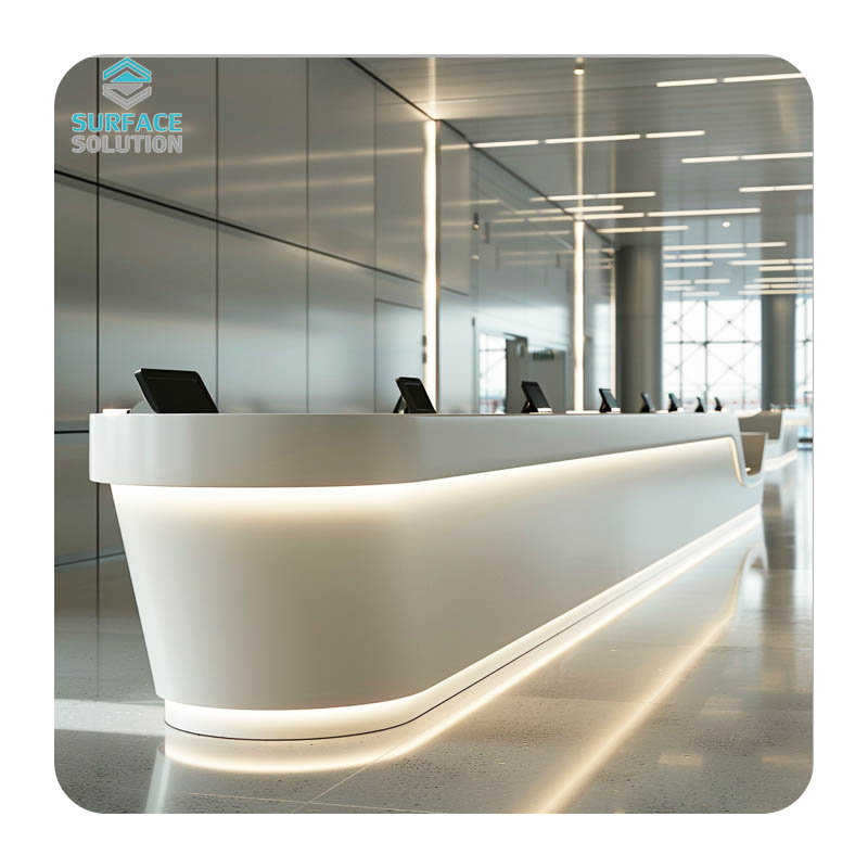 Pure Acrylic Solid Surface Stone Artificial Stone Reception Desk 