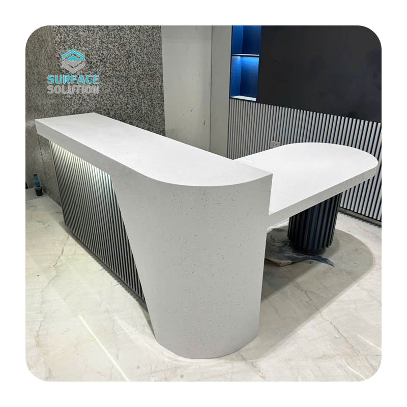 Acrylic Solid Surface Sheet Material - Hotel GYM White Reception Desk Counter Table