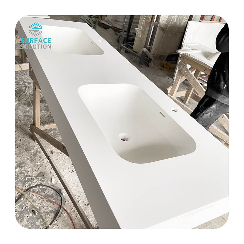 Made in China Customized Commercial Double Sink Vanity Bathroom Double Sink 60 Inch