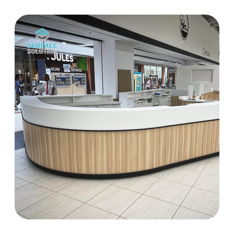 Acrylic Solid Surface Sheet Material - L Shape & Any Shape Beauty Salon Luxury Reception Desk