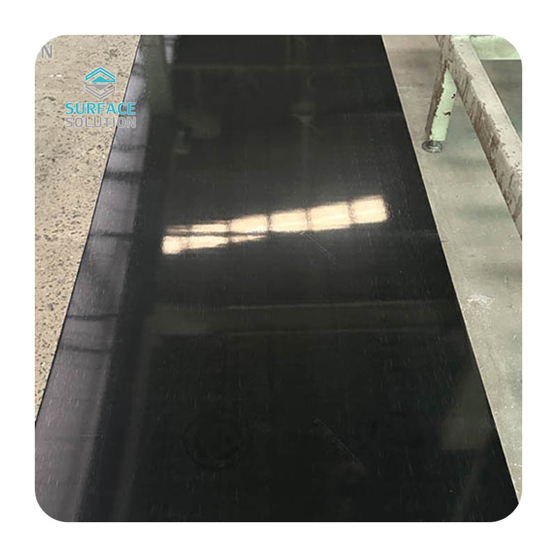 Manufacturer Artificial Stone Panel Black Acrylic Solid Surface 3660*760*12mm Slab for Countertop