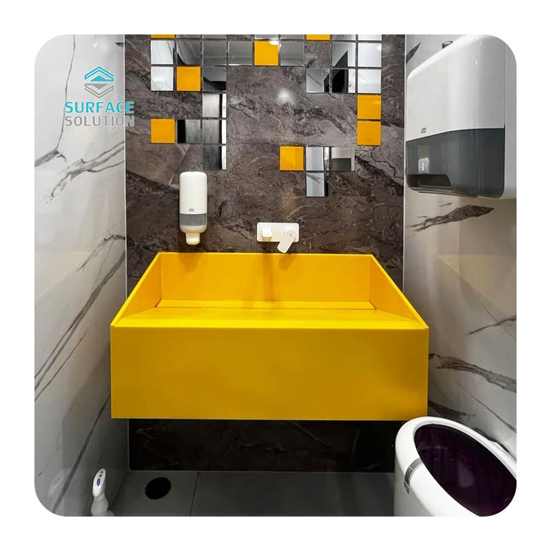 2025 New Modified and Pure Solid Surface Acrylic Heat resistance Luxury Commercial Stone Bathroom Sinks
