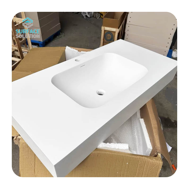 Hot Sale Factory Wholesale Artificial Stone Acrylic Solid Surface Bathroom Sinks Rectangular Bathroom Sink