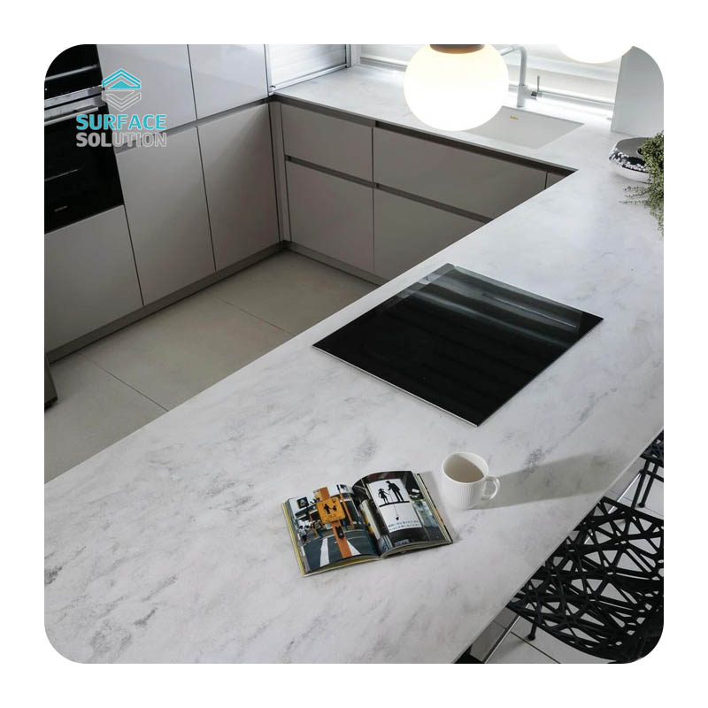 Made in China 12mm Acrylic Solid Surface Slabs Calacatta White White Carrara Mable Matte Countertop Table 