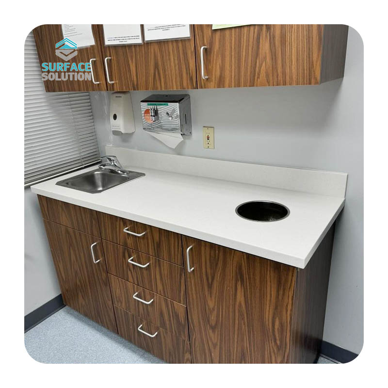 Decorate Professional White High Kitchen Table Solid Surface Acrylics Sheets Counter Tops