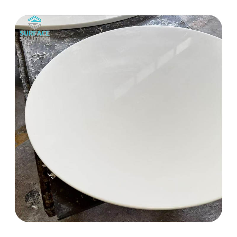 Modified Pure Acrylic Solid Surface Sheet White Round Coffee Table 