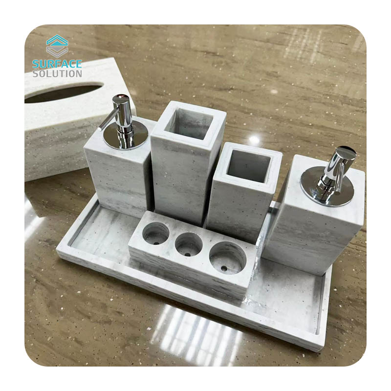 Bulk Order Custom Acrylic & Artificial Stone Hotel Toiletry Bottles Set High-End Spa Amenities with Wholesale Pricing