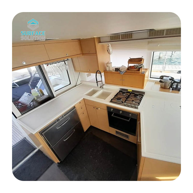 High Quality Easy Clean Acrylic Solid Surface Slabs Modern Kitchen Table 