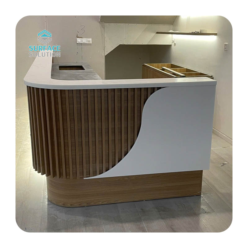 Acrylic Solid Surface Sheet Material - Hotel GYM White Reception Desk Counter Table