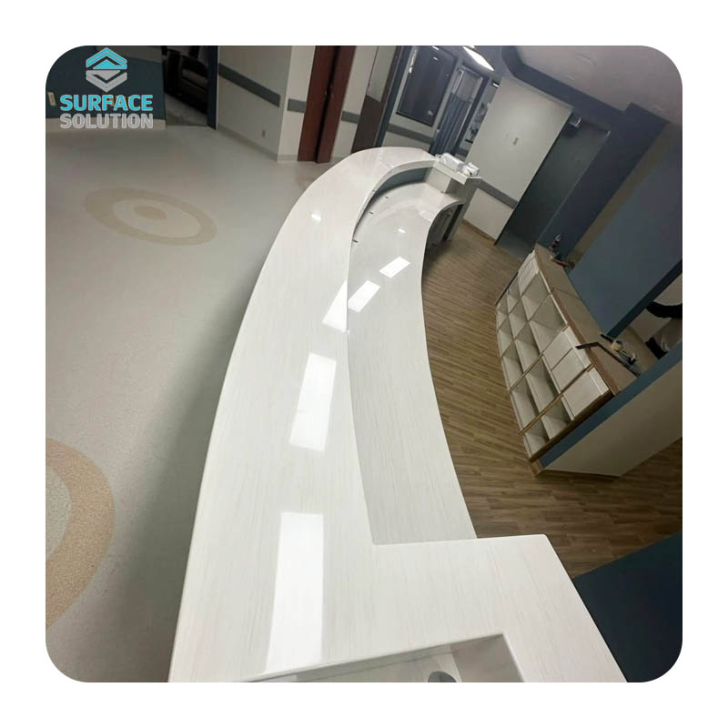 white panel reception desk